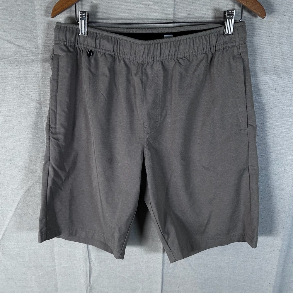 Voyager Mens Performance Shorts Grey Brown Elastic Waist Stretch Hiking Sz M
